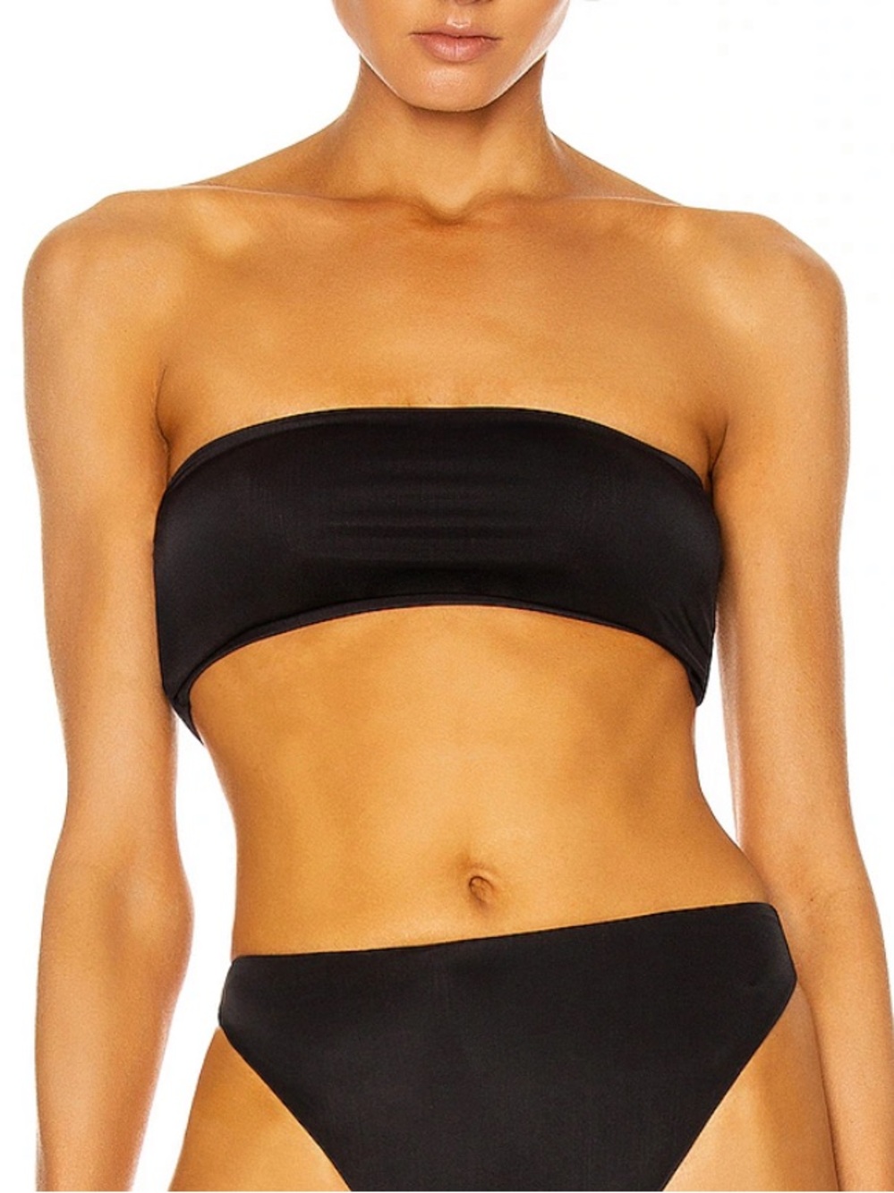 NWT Aexae Bandeau Top Black Strapless Tube Swim Bikini Sz M